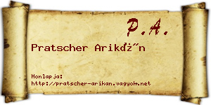 Pratscher Arikán névjegykártya